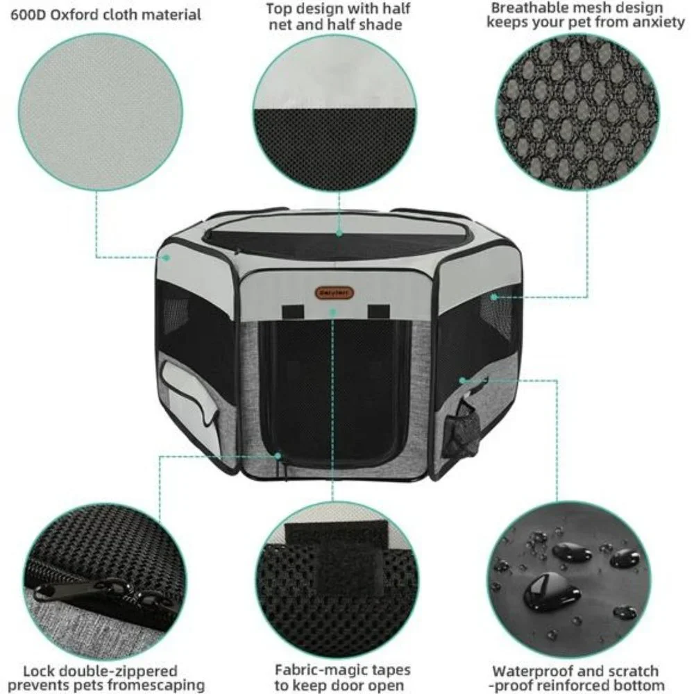 Dog Playpen, Portable Pet Playpen, Puppy Playpen, Cat Playpen with Carrying Case